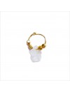 Créoles en plaqué or avec perles facettées pendentif camélia nacré - Bijoux fins et fantaisies