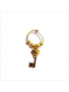 Créoles en plaqué or avec perles facettées pendentif clef - Bijoux fins et fantaisies