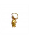 Créoles en plaqué or avec perles facettées pendentif coiffe d'indien - Bijoux fins et fantaisies