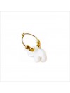 Créoles en plaqué or avec perles facettées pendentif éléphant nacré - Bijoux fins et fantaisies