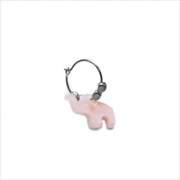 Créoles en argent avec perles facettées pendentif éléphant nacré rose - Bijoux modernes