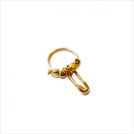 Créoles en plaqué or avec perles facettées pendentif épingle à nourrice  - Bijoux fins et fantaisies