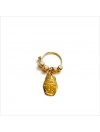 Créoles en plaqué or avec perles facettées pendentif matriochka poupée russe - Bijoux fins et fantaisies