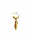 Créoles en plaqué or avec perles facettées pendentif plume - Bijoux fins et fantaisies
