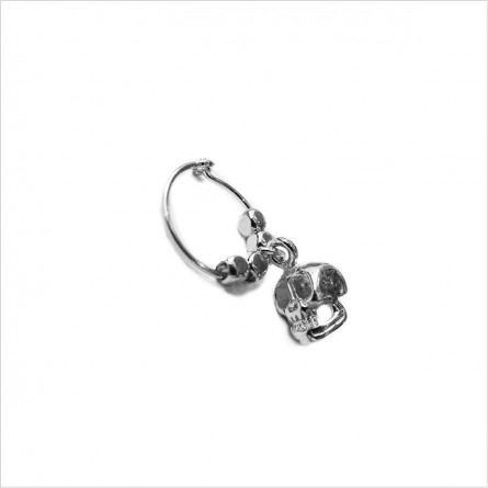 Créoles en argent avec perles facettées pendentif tête de mort - Bijoux fins et fantaisies