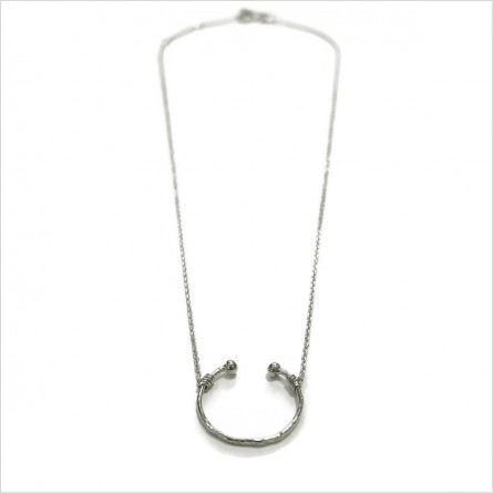 Collier anneau martelé ouvert sur chaine en argent - Bijoux fins et fantaisies