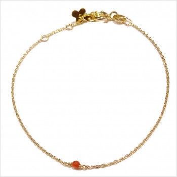 Bracelet Délicat en plaqué or avec une pierre semi-précieuse en corail - Bijoux fins et intemporels
