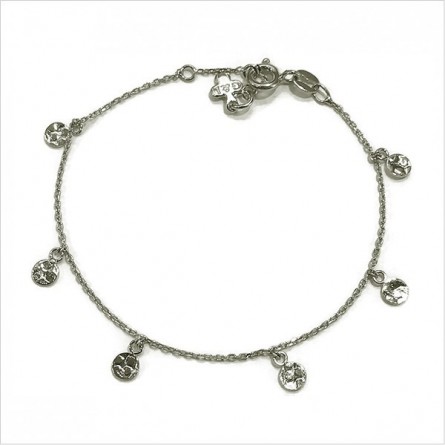Bracelet sur chaine argent minis médailles martelées - Bijoux fins et intemporels