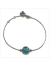 Bracelet émaillé sur chaine argent médaille oiseau turquoise - Bijoux modernes - Gag et Lou - bijoux fantaisie