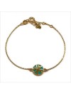 Bracelet émaillé sur chaine en plaqué or médaille trèfle émeraude - Bijoux modernes - Gag et Lou - bijoux fantaisie