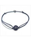 Bracelet étoile émaillée bleu coulissant en argent sur lien bleu - Bijoux modernes - Gag and Lou - bijoux fantaisie