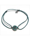 Bracelet trèfle émaillée émeraude coulissant en argent sur lien vert émeraude - Bijoux modernes - Gag and Lou - bijoux fantaisie