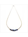 Collier sur chaine en plaqué or pierres fines lapis lazuli et perles - Bijoux fins et intemporels