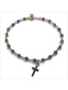 Bracelet Faro sur chaine plaqué or en Iolite et charms croix - Bijoux modernes - Gag et lou - bijoux fantaisie