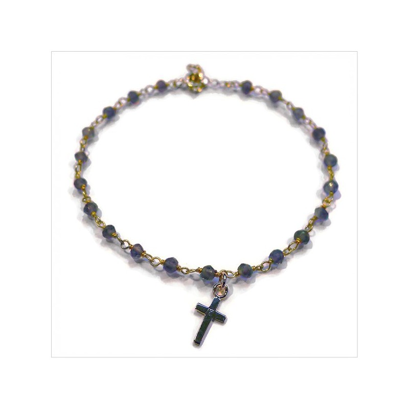 Bracelet Faro sur chaine plaqué or en spinelle et charms croix - Bijoux modernes - Gag et lou - bijoux fantaisie