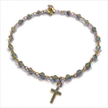Bracelet Faro sur chaine plaqué or en apatite et charms croix - Bijoux modernes - Gag et lou - bijoux fantaisie