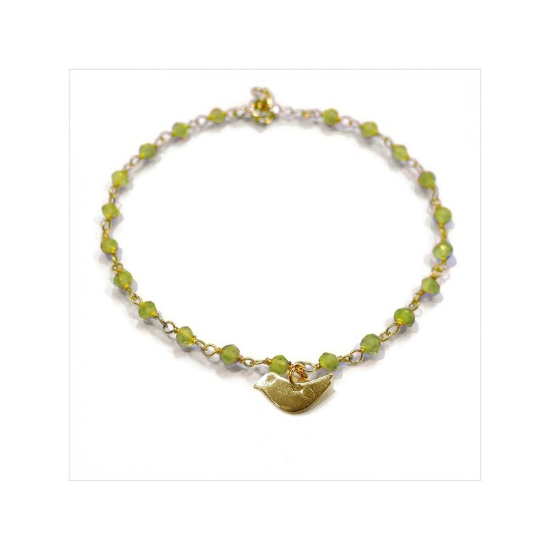 Bracelet Faro sur chaine plaqué or en péridot et charms croix - Bijoux modernes - Gag et lou - bijoux fantaisie