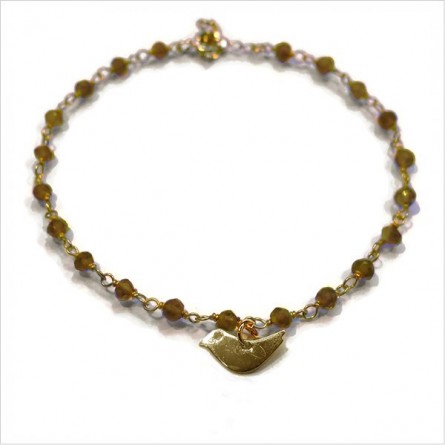 Bracelet Faro sur chaine plaqué or en quartz fumé et charms croix - Bijoux modernes - Gag et lou - bijoux fantaisie