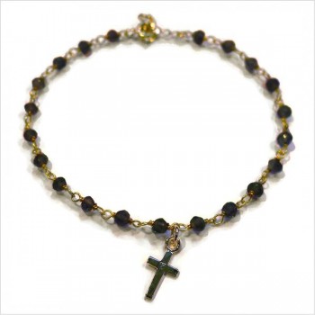 Bracelet Faro sur chaine plaqué or en spinelle et charms croix - Bijoux modernes - Gag et lou - bijoux fantaisie