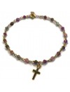 Bracelet Faro sur chaine plaqué or en tourmaline et charms croix - Bijoux modernes - Gag et lou - bijoux fantaisie