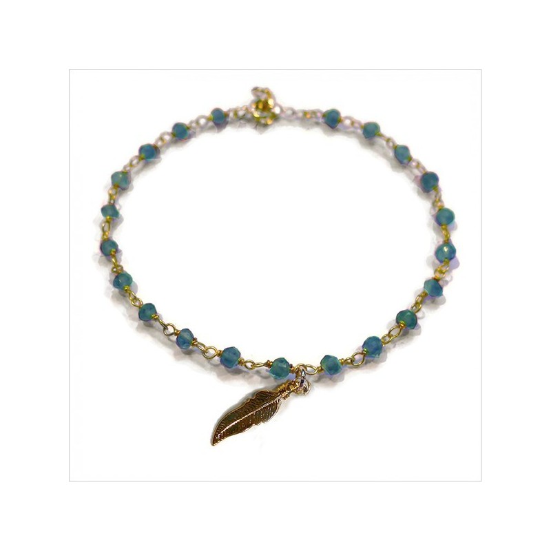 Bracelet Faro sur chaine plaqué or en apatite et charms croix - Bijoux modernes - Gag et lou - bijoux fantaisie
