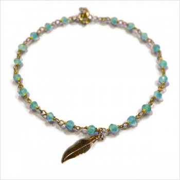 Bracelet Faro sur chaine plaqué or en turquoise et charms croix - Bijoux modernes - Gag et lou - bijoux fantaisie