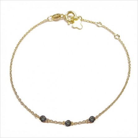 Bracelet 3 microstones diamant noir en plaqué or - bijoux modernes - gag et lou - bijoux fantaisie