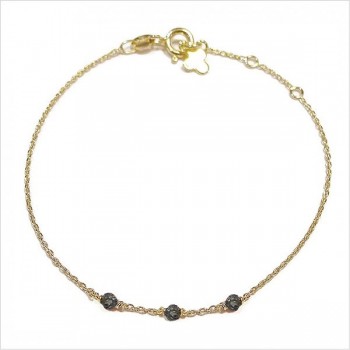 Bracelet 3 microstones diamant noir en plaqué or - bijoux modernes - gag et lou - bijoux fantaisie