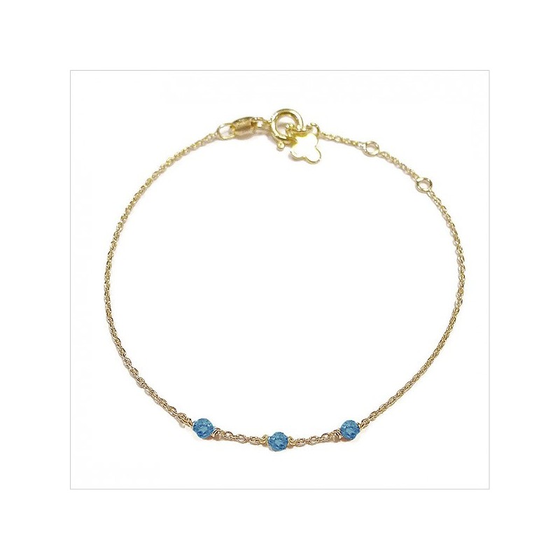 Bracelet 3 microstones apatite en plaqué or - bijoux modernes - gag et lou - bijoux fantaisie