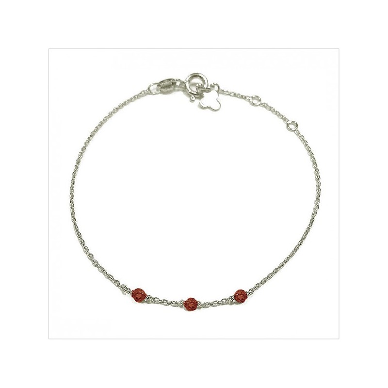 Bracelet 3 microstones grenat en argent - bijoux modernes - gag et lou - bijoux fantaisie