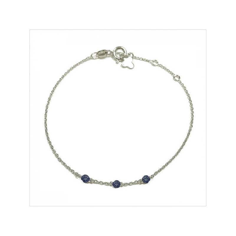 Bracelet 3 microstones iolite en argent - bijoux modernes - gag et lou - bijoux fantaisie