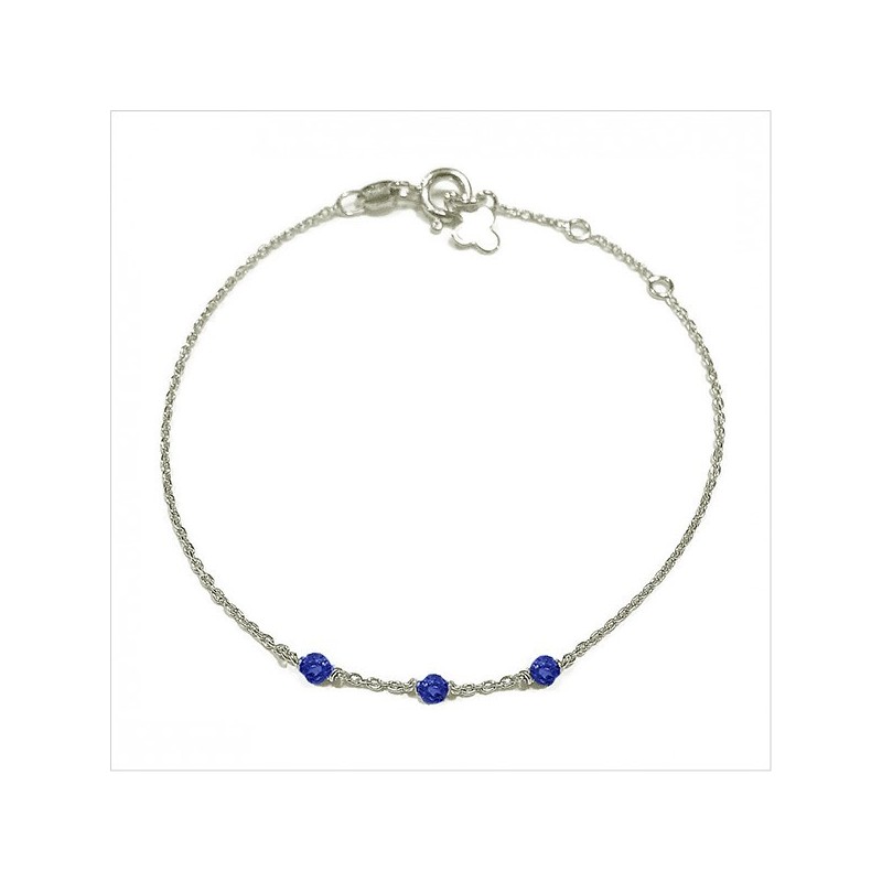 Bracelet 3 microstones lapis lazuli en argent - bijoux modernes - gag et lou - bijoux fantaisie