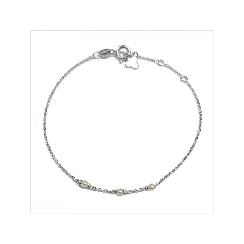 Bracelet 3 microstones perles fines en argent - bijoux modernes - gag et lou - bijoux fantaisie