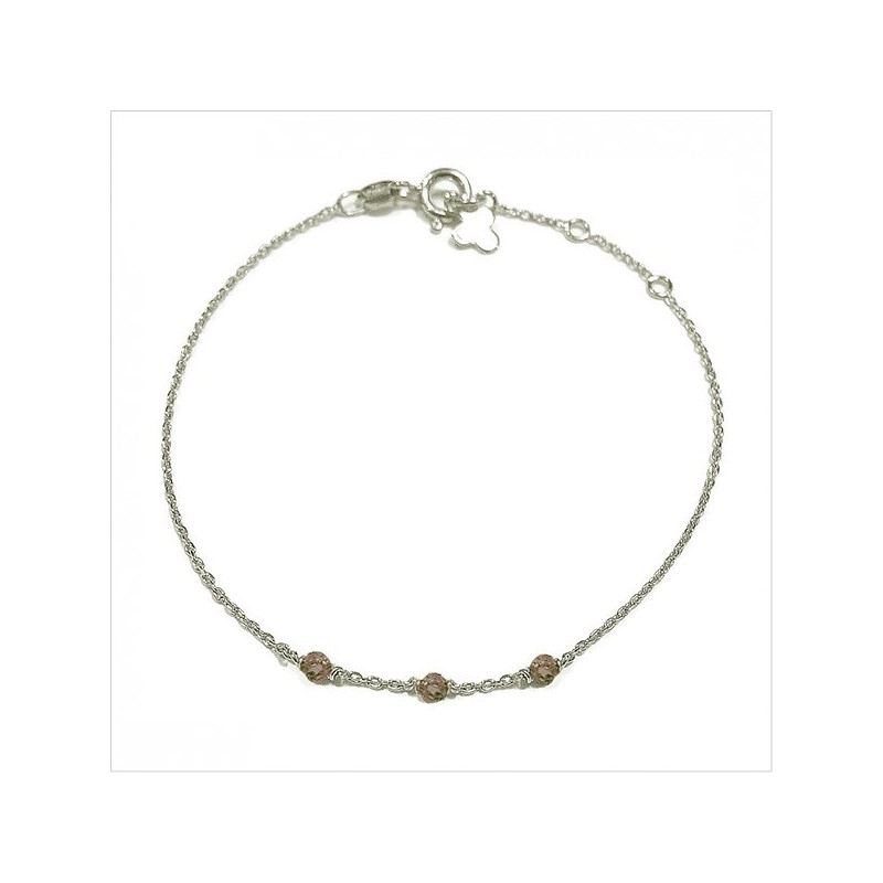 Bracelet 3 microstones quartz fumé en argent - bijoux modernes - gag et lou - bijoux fantaisie