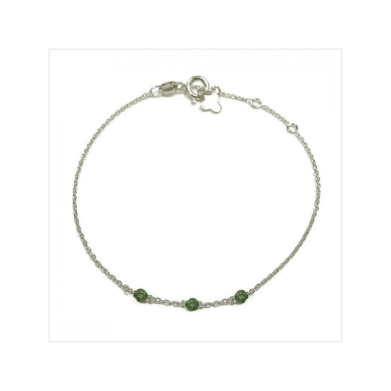 Bracelet 3 microstones agate verte en argent - bijoux modernes - gag et lou - bijoux fantaisie