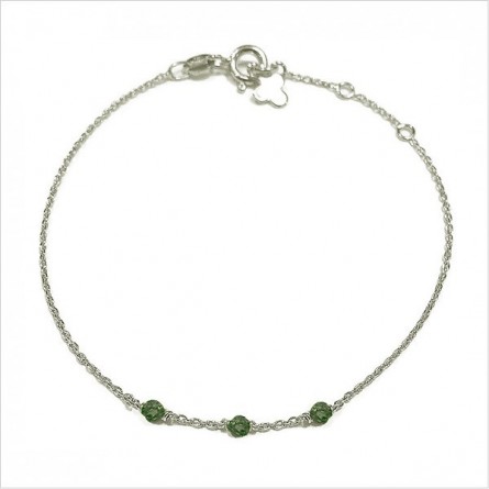 Bracelet 3 microstones agate verte en argent - bijoux modernes - gag et lou - bijoux fantaisie