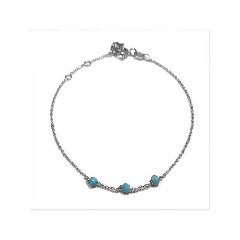 Bracelet 3 microstones turquoise en argent - bijoux modernes - gag et lou - bijoux fantaisie