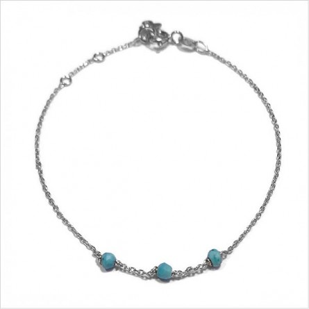 Bracelet 3 microstones turquoise en argent - bijoux modernes - gag et lou - bijoux fantaisie