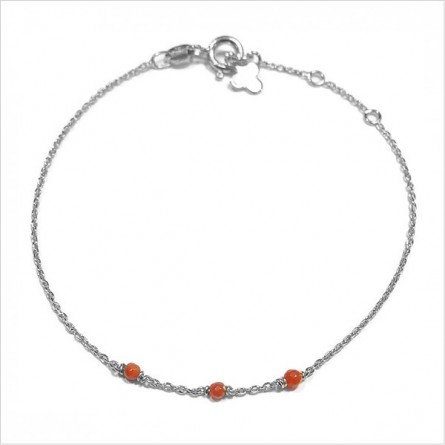 Bracelet 3 microstones corail en argent - bijoux modernes - gag et lou - bijoux fantaisie