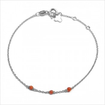 Bracelet 3 microstones corail en argent - bijoux modernes - gag et lou - bijoux fantaisie