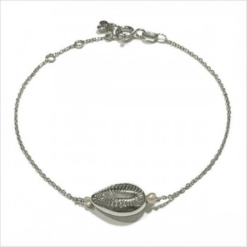 Bracelet Cauris et perles fines en argent - Bijoux modernes - Gag et Lou - bijoux fantaisie