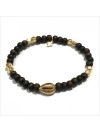 Bracelet perles en bois coquillage plaqué or - Bijoux de créateur