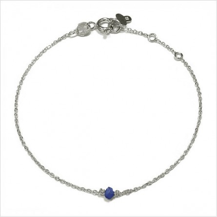 Bracelet Délicat en argent avec une pierre semi-précieuse en lapis lazuli - Bijoux fins et intemporels