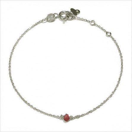 Bracelet Délicat en argent avec une pierre semi-précieuse en tourmaline rose - Bijoux fins et intemporels