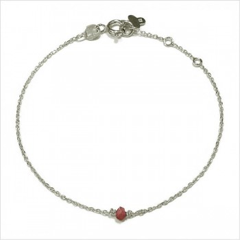 Bracelet Délicat en argent avec une pierre semi-précieuse en tourmaline rose - Bijoux fins et intemporels