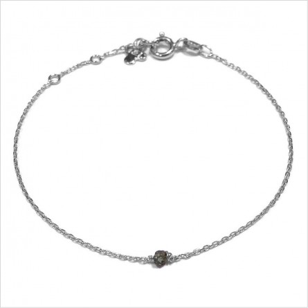 Bracelet Délicat en argent avec une pierre semi-précieuse en damant noir - Bijoux fins et intemporels