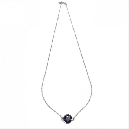 Collier émaillé sur chaine en argent médaille étoile bleu marine - Bijoux modernes - Gag et Lou - bijoux fantaisie
