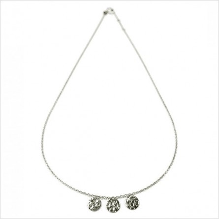 Collier sur chaine trois médailles rondes martelées en argent- Bijoux fins et tendances