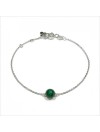 Bracelet sur chaine en argent pierre ronde malachite verte - Bijoux fins et intemporels