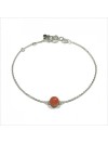 Bracelet sur chaine en argent pierre ronde rhodochrosite rose - Bijoux fins et intemporels